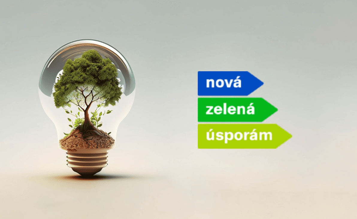 Logo programu Nová zelená úsporam symbolizující podporu energetické úspornosti a ochranu životního prostředí v České republice